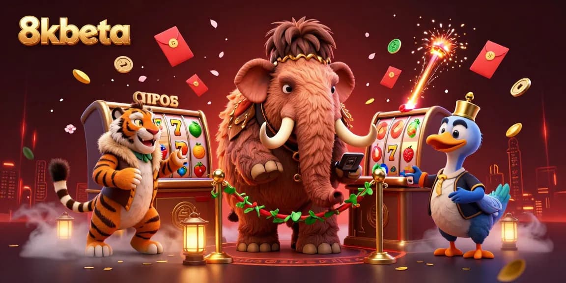Experience thrilling betting at 8kbeta with a bustling casino atmosphere featuring unique characters and dynamic game elements.