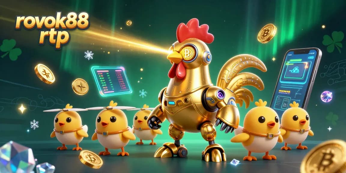 Engage with rokok88 rtp as golden rooster robot creates detailed patterns while crypto coins illuminate the scene.