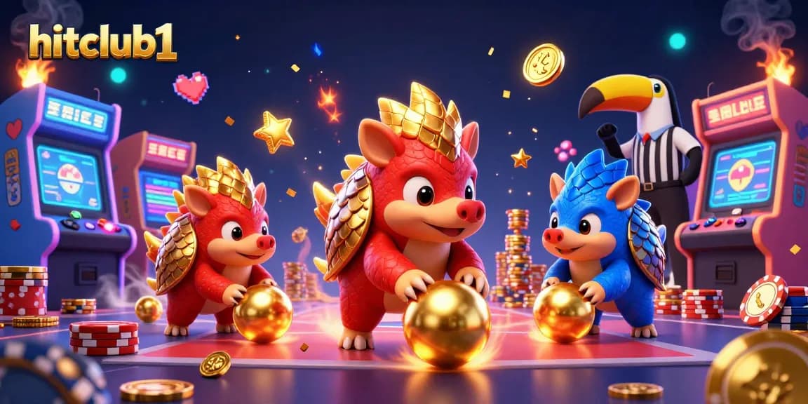 hitclub1 pangolins bowling through poker chips in an exciting casino game atmosphere