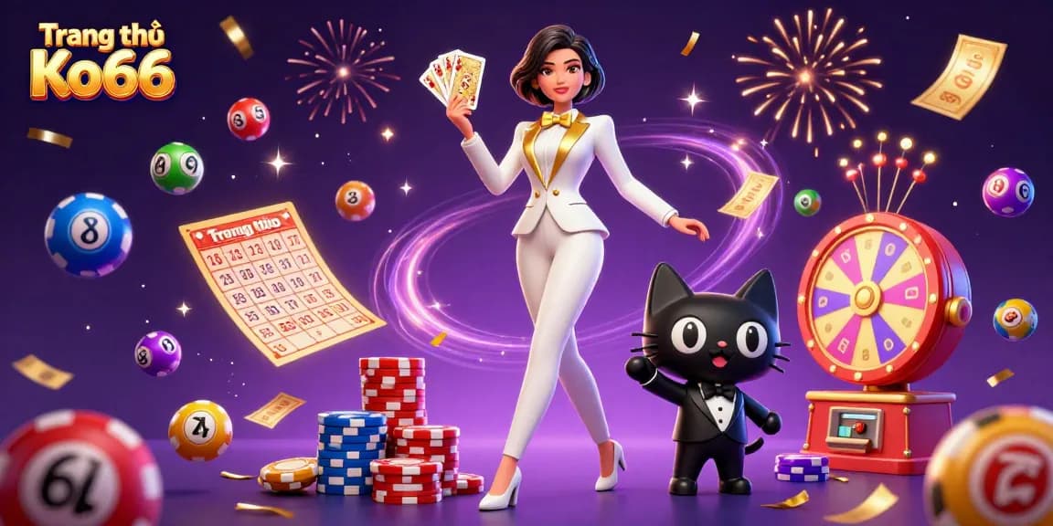 Experience the excitement of Trang chủ Ko66 with a glamorous casino scene featuring vibrant gambling elements.