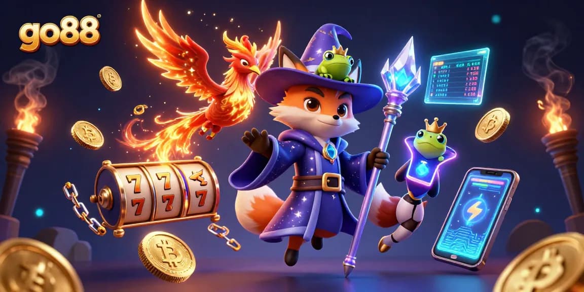 Experience thrilling gaming at go88 with vibrant slot reels and enchanting characters.