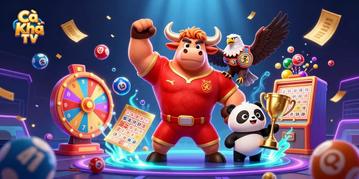 Experience live sports betting excitement with Cà Khịa TV's energetic illustration featuring vibrant elements.