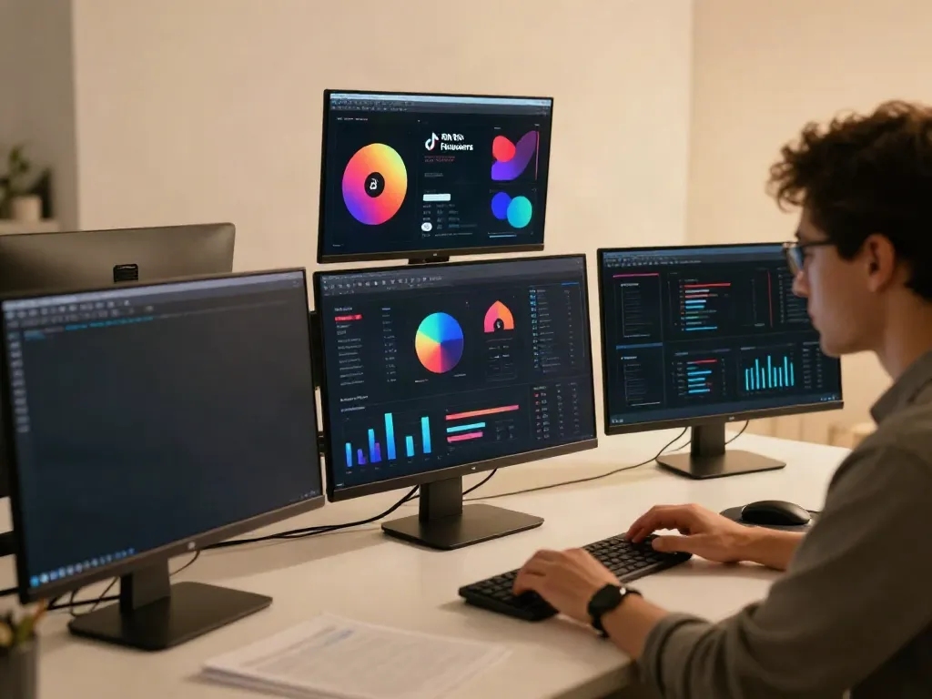 Follower kaufen mit TWINT auf einer digitalen Plattform zur Analyse von TikTok-Followern, professioneller Arbeitsbereich mit modernen Technologien.
