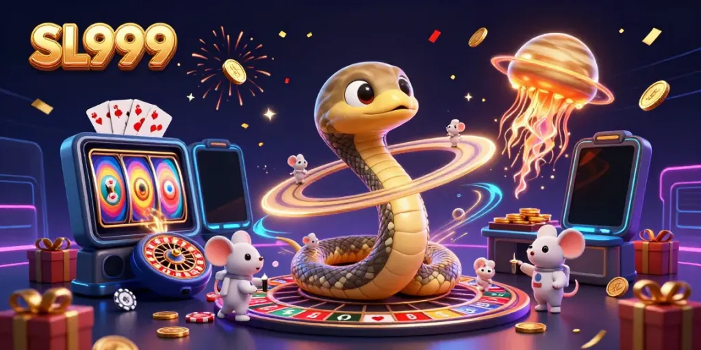 Experience the cosmic excitement of SL999 as tiny astronaut mice place bets on a roulette wheel in a vibrant gaming universe.