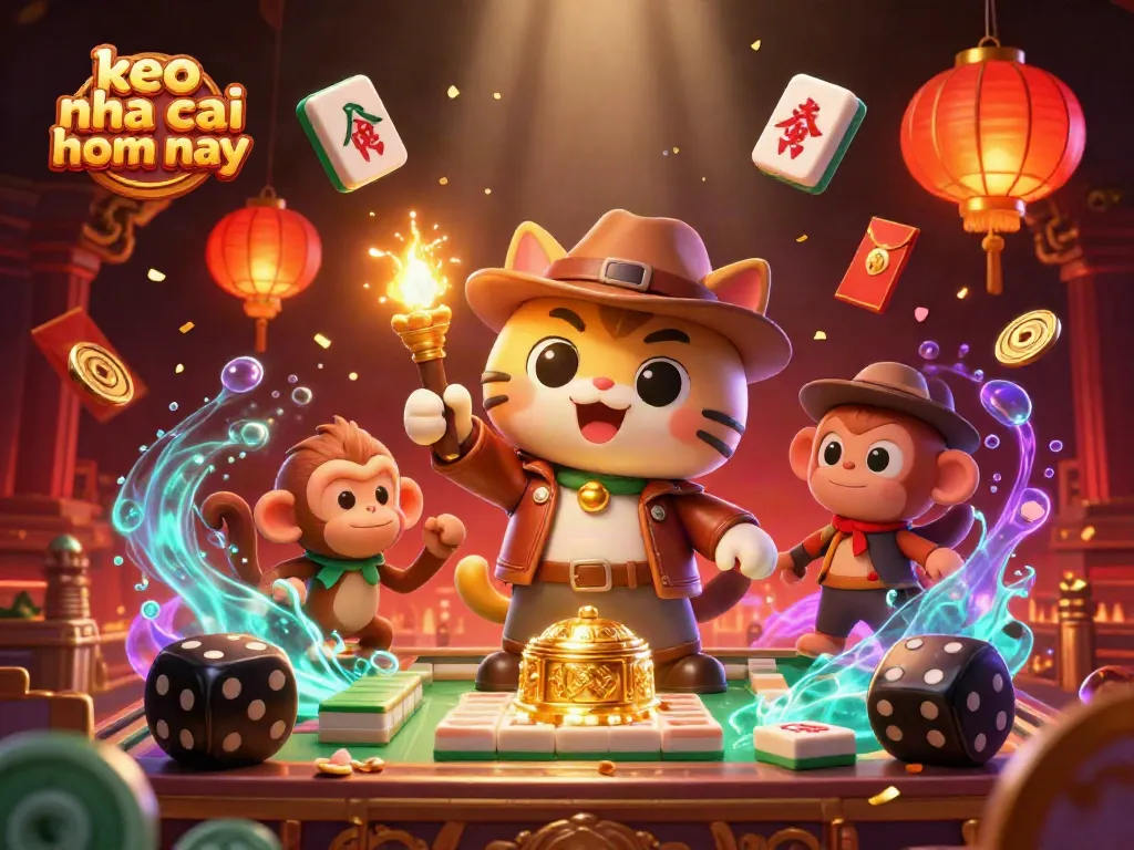 Experience real-time betting action with keo nha cai hom nay as a cat archaeologist explores vibrant casino treasures.