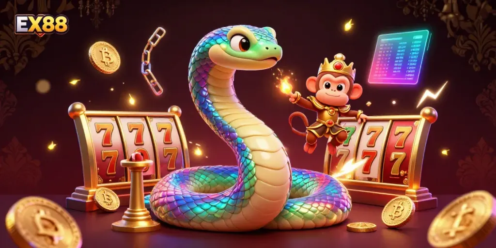 Experience thrilling gameplay at EX88 with immersive casino elements and vibrant character design.