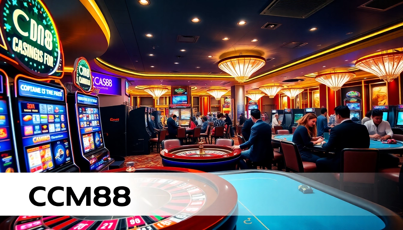 Experience excitement at CM88 Casino with vibrant games, luxury decor, and engaging players.