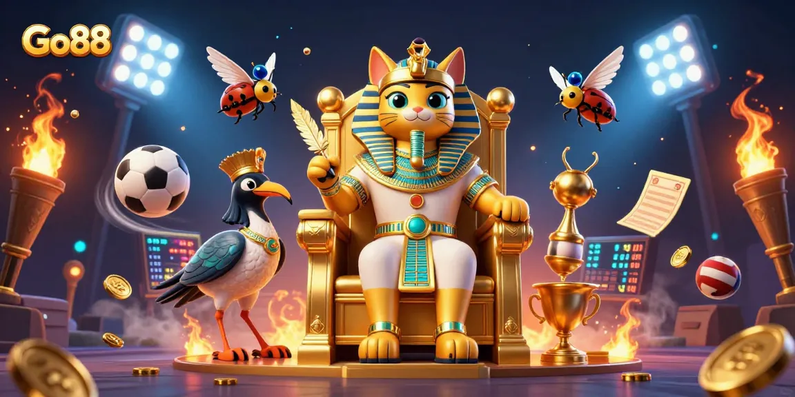 Experience excitement at Go88, where 3D characters and dynamic sports elements create a vibrant gambling atmosphere.