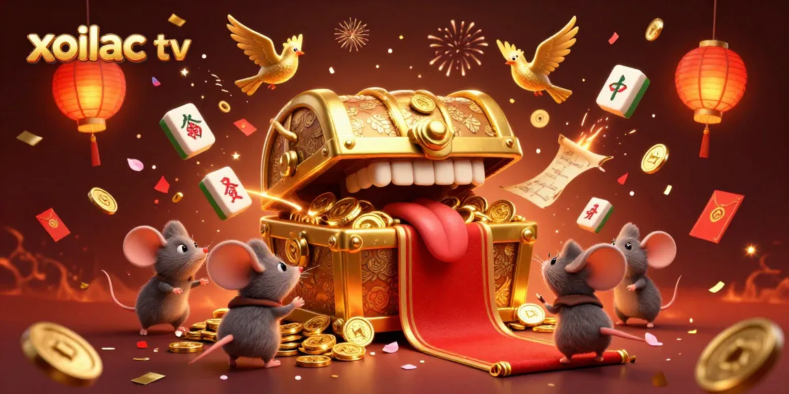 Xoilac TV showcases epic live gambling with vibrant golden treasure and interactive characters.