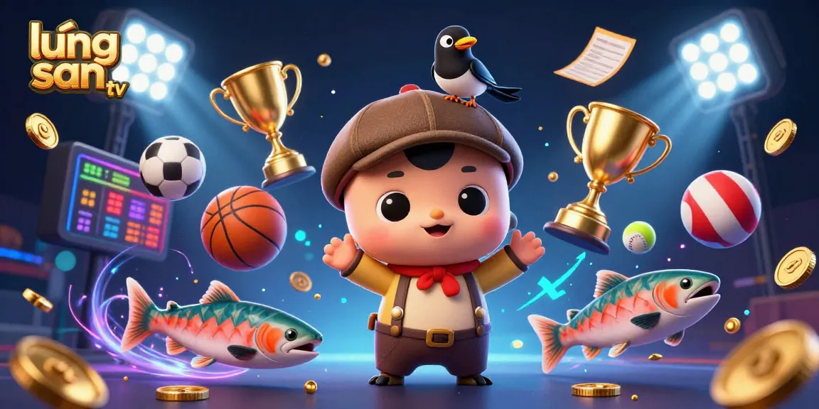 Experience the excitement of lương sơn tv with a dynamic illustration featuring colorful characters and vibrant sports elements.