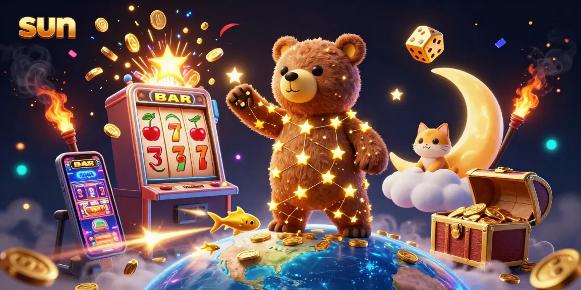 Catch the sun-themed slot excitement with a vibrant 3D illustration of a jackpot scene.